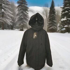 NWT CAMEL CROWN Mens Winter Coat Waterproof Ski Jacket Fleece Lining Black XL